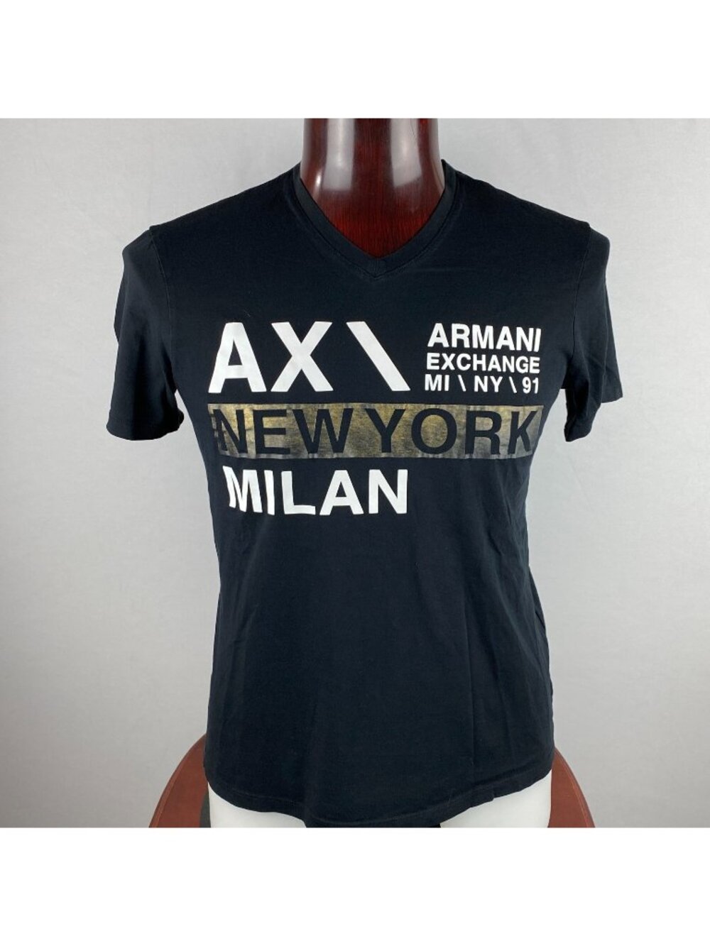 AX Armani Exchange New York Milan Mens Black T-Shirt Short Sleeves L